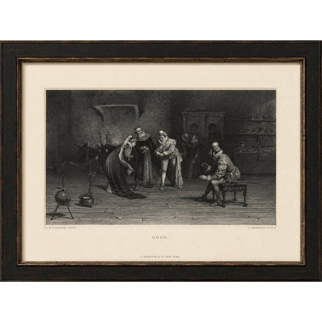 Gold – renaissance alchemy interior engraving after tourrier this atmospheric 19th-century steel engraving titled gold...