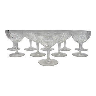 1961-1982 Belgian Val Saint Lambert Riviera Pattern Champagne Coupes - Set of Ten For Sale