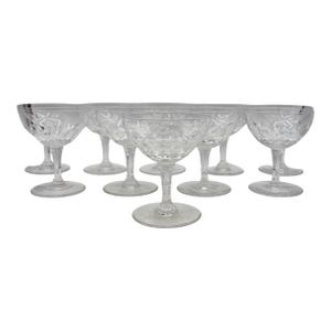 1961-1982 Belgian Val Saint Lambert Riviera Pattern Champagne Coupes - Set of Ten