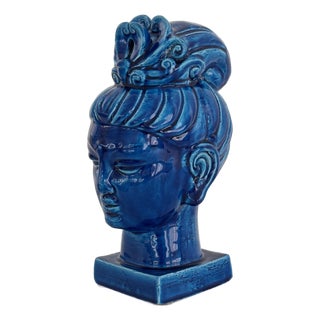 Rimini Blu Kwan Yin Buddha by Aldo Londi for Bitossi, Italy, 1970s For Sale
