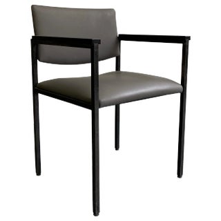 Mid-Century Modern Steel Frame Leather Armchair For Sale