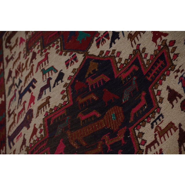 Textile Animal Pattern Soumac Kilim Rug 3'5'' X 4'7'' For Sale - Image 7 of 12