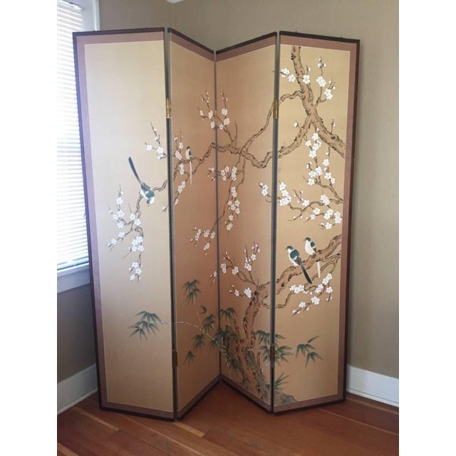 Japanese Hand Painted Silk Folding Screen Chairish