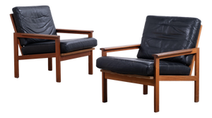 Vintage Danish Lounge Chairs in Teak by Illum Wikkelsø, 1950s, Set of 2
