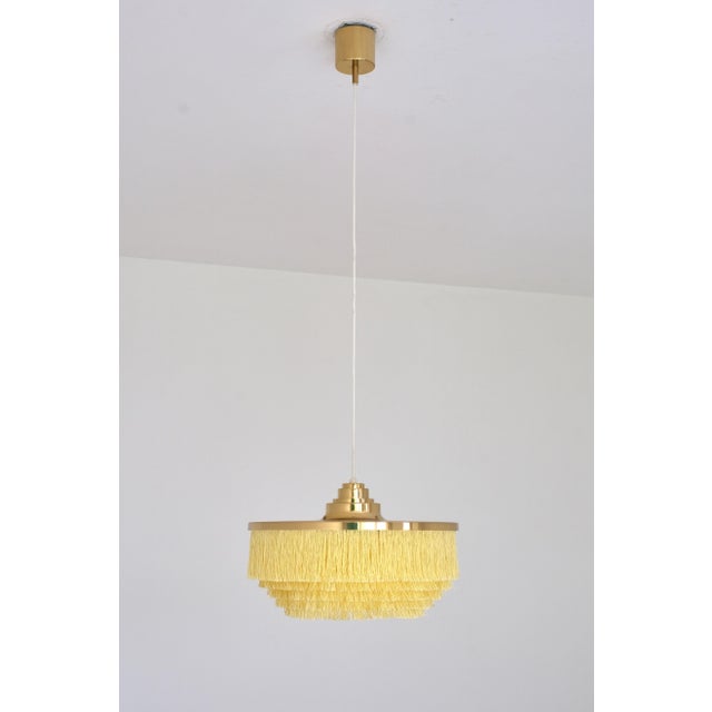T-603 Fringe Pendant Light in Brass and Silk by Hans-Agne Jakobsson for Hans-Agne Jakobsson AB Markaryd, Sweden, 1960s For Sale - Image 13 of 13
