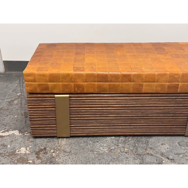 Wood McGuire Furniture Haybine Cocktail Table + Custom Leather Bench Cushion For Sale - Image 7 of 12