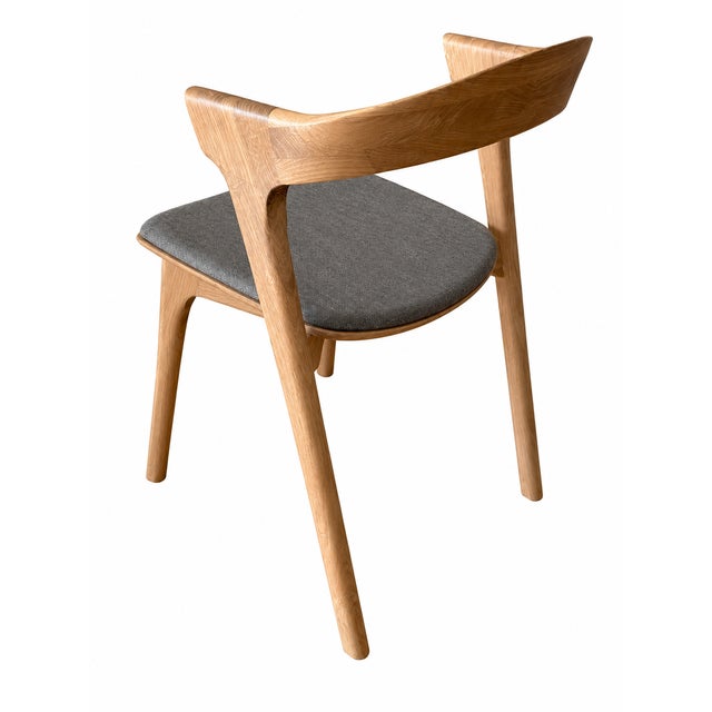 2020s Pair of Ethnicraft Bok Dining Chairs by Alain Van Havre – Solid Teak With Warm Grey Cushions – Showroom Models For Sale - Image 5 of 9