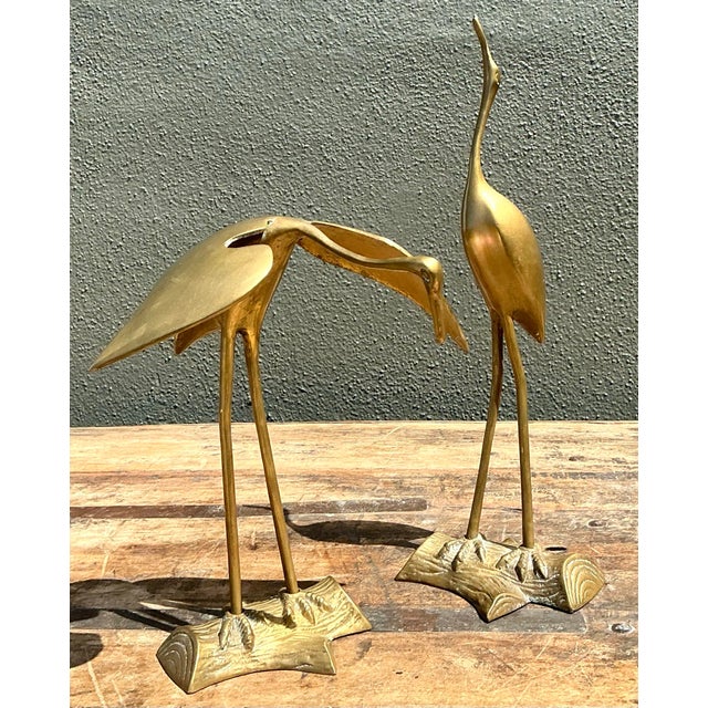 Vintage Polished Brass Cranes - Set of 2 For Sale In West Palm - Image 6 of 7