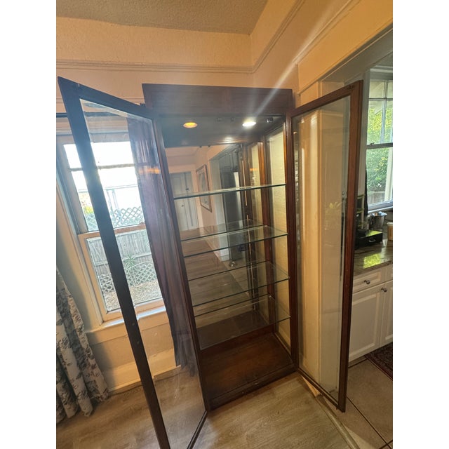 1960s 1960s Attributed to Henredon Campaign Style Lighted Display Cabinets (2) For Sale - Image 5 of 11