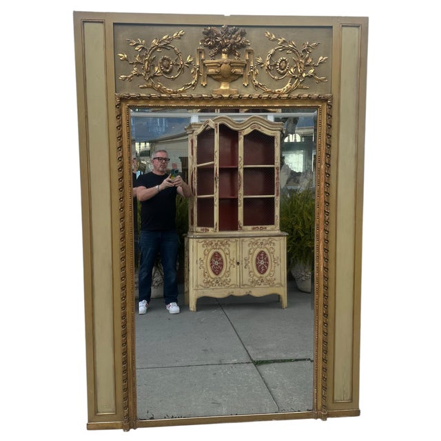 Huge Antique Neoclassical Giltwood Tremeau Mirror.