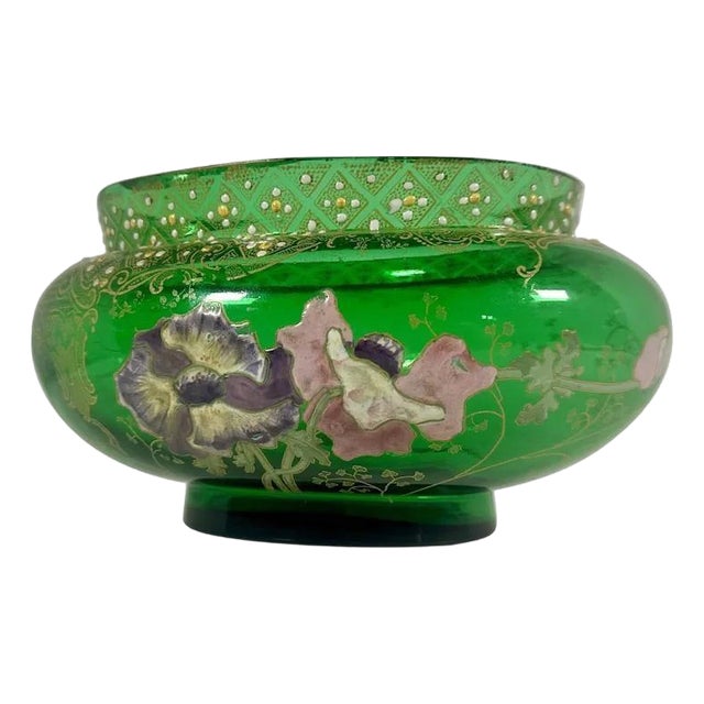 Legras Mont Joye Enameled Art Glass Vase, c. 1900 For Sale