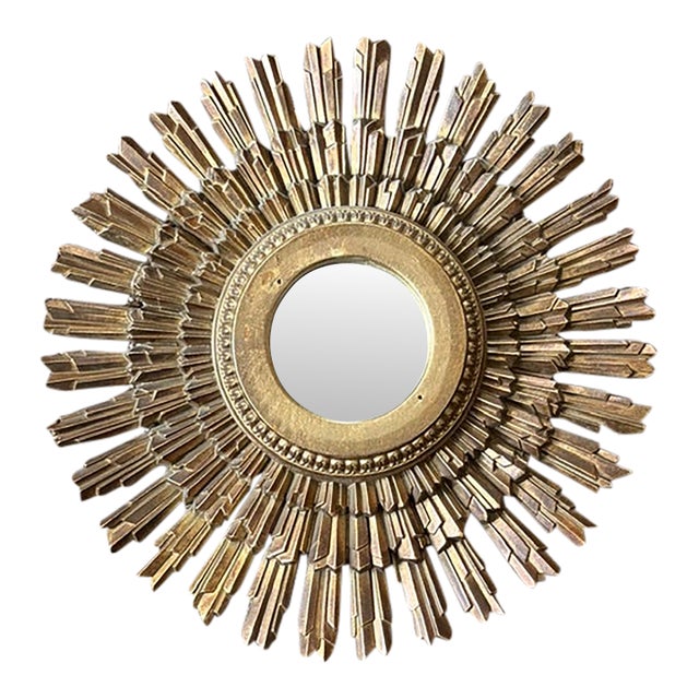 Mid Century Starburst Mirror, Signed For Sale
