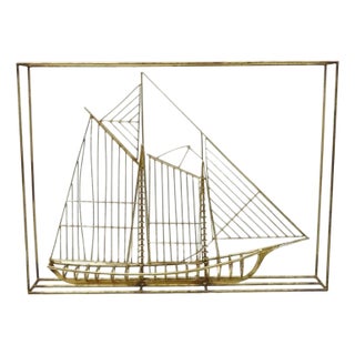Curtis Jere Mid 20th Century Clipper Ship Large Metal Wall Sculpture For Sale