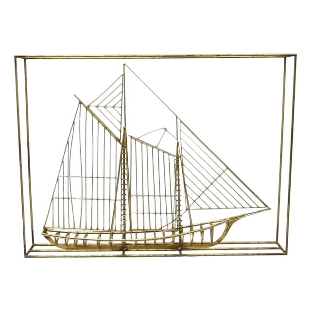 Curtis Jere Mid 20th Century Clipper Ship Large Metal Wall Sculpture For Sale