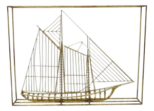 Curtis Jere Mid 20th Century Clipper Ship Large Metal Wall Sculpture