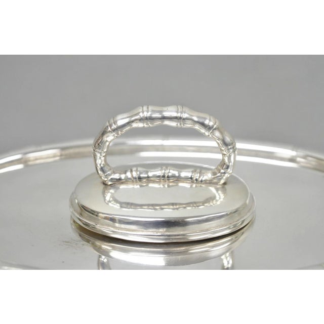 Hollywood Regency Vintage Hollywood Regency Silver Plated Faux Bamboo Oval Vegetable Serving Dish For Sale - Image 3 of 13