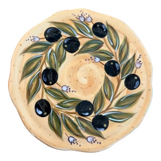 Vintage Provincial Olives Ceramic Trivet For Sale