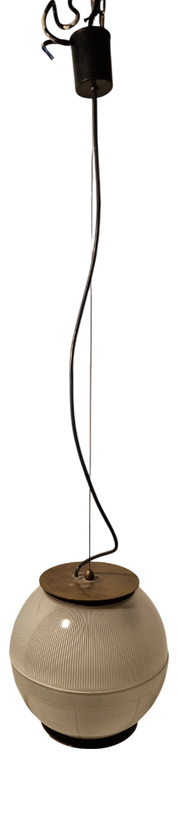 Model LS4 Pendant Lamp Diffuser with Polished Brass Frame by Ignazio Gardella for Azucena, Milan, Italy, 1955