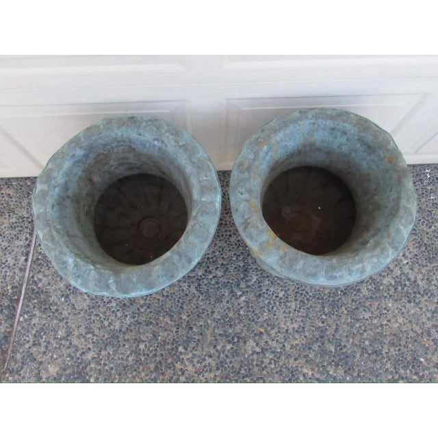 1900 - 1909 Pair of Antique French Copper Urns For Sale - Image 5 of 17