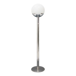 Floor Lamp in Chromed Metal and Glass from Luci, 1970s For Sale