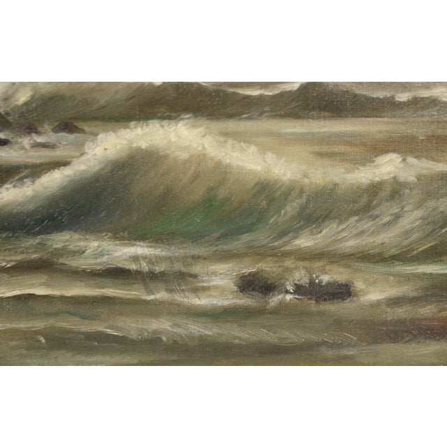 Early 20th Century Original Paining Stormy Seascape For Sale In Monterey, CA - Image 6 of 11