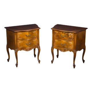 French Louis XV Style Bedside Tables, 20th Century, Set of 2 For Sale
