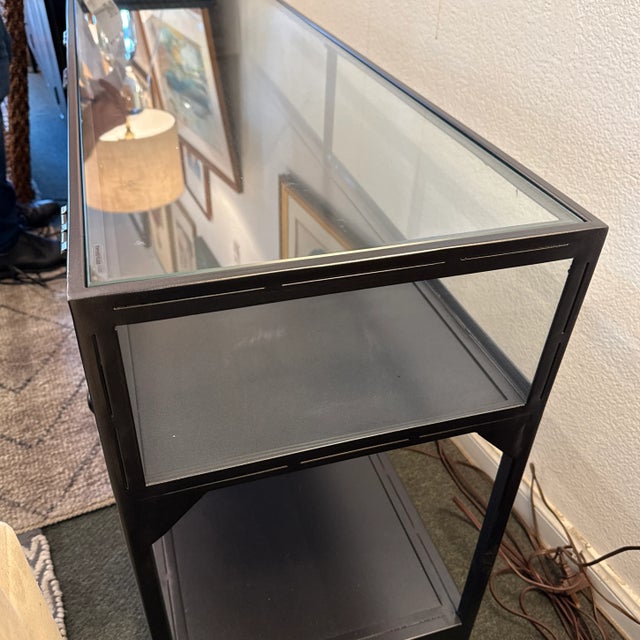 Crate & Barrel Ventana Iron + Glass Console For Sale - Image 9 of 12