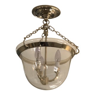 Small Polished Nickel Glass Bell Jar Semi-Flush Light For Sale