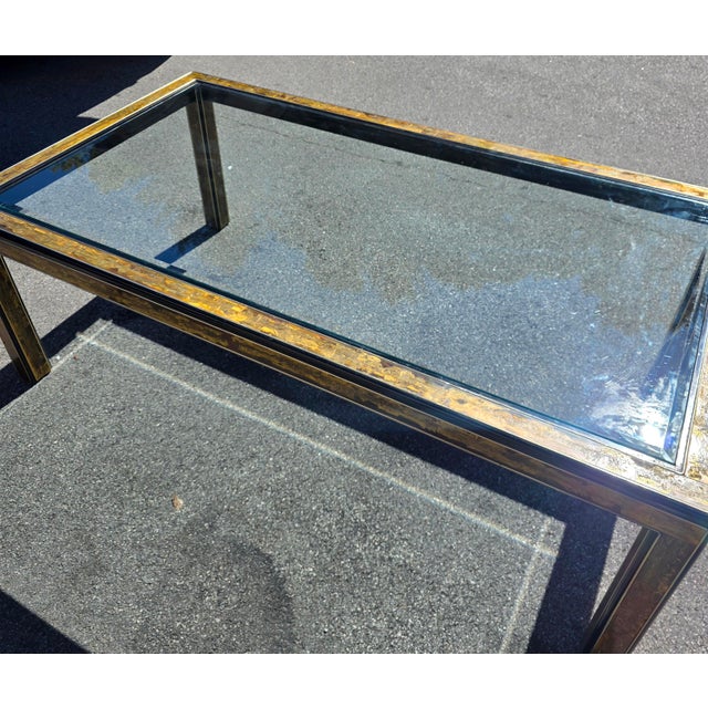 Vintage Bernhard Rohne for Mastercraft Acid-Etched Brass, Black Lacquer & Beveled Glass Dining Table, Circa 1970s For Sale In Washington DC - Image 6 of 12