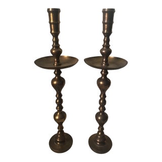 1970s Moroccan Pillar Floor/Altar Candle Holders - a Pair For Sale