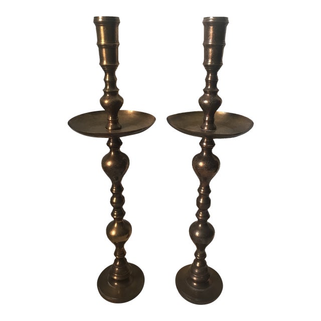 1970s Moroccan Pillar Floor/Altar Candle Holders a Pair Chairish