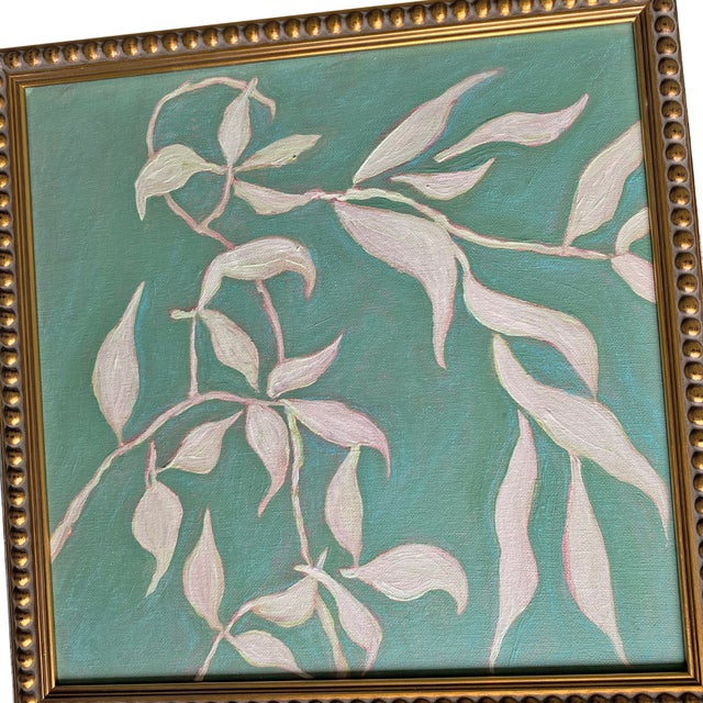 Whispering Vines – Original Acrylic Botanical Painting in Gold Frame by Tatiana Duperault For Sale - Image 4 of 4