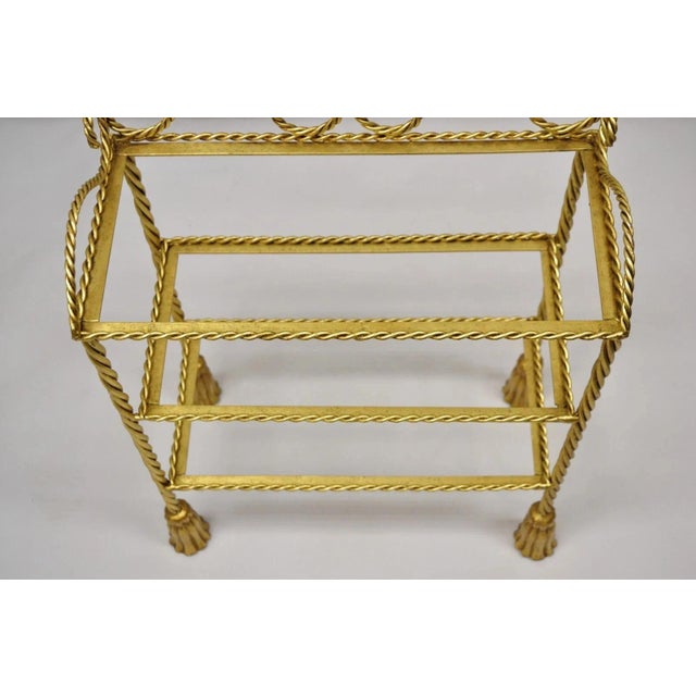 Italian Hollywood Regency Gold Gilt Iron 3 Tier Shelf Small Display Stand (A) For Sale In Philadelphia - Image 6 of 12