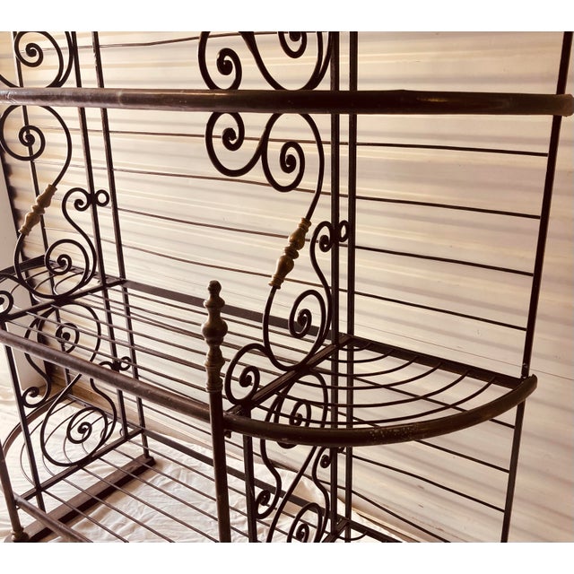 Antique French Bakers Rack Brass and Iron Multiple Shelves For Sale In Dallas - Image 6 of 11