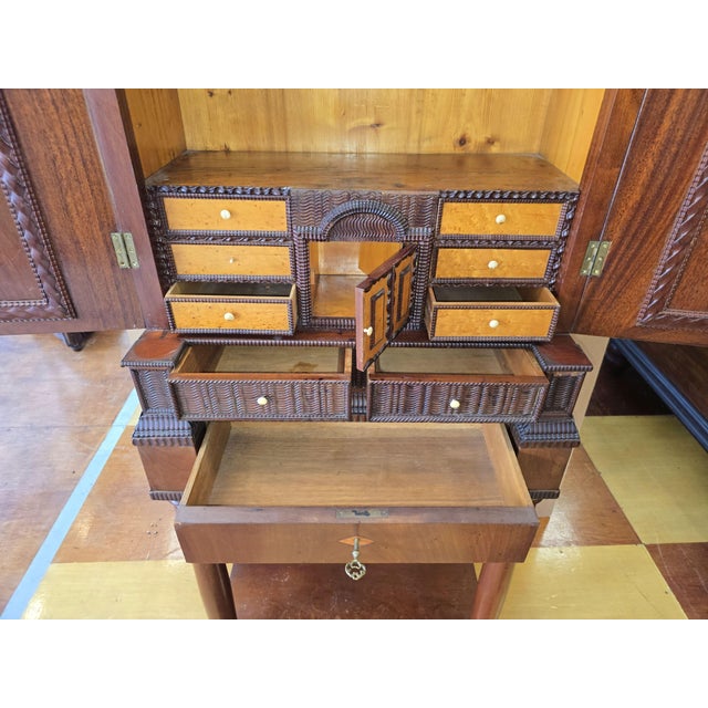 19th Century 19th Century Burl Mahogany Wood Kunst Cabinet for Collectable Curiosities Flemish Germanic Low Countries For Sale - Image 5 of 10