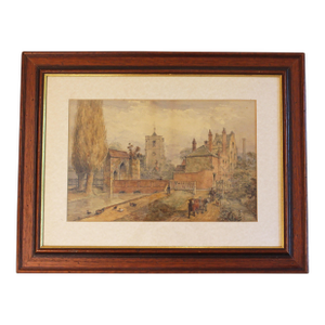 Late 19th Century English Watercolor Town Landscape by Frederick Mew