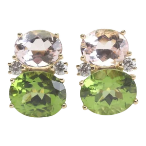 Christina Addison Medium Gum Drop™ Earrings With Kunzite and Peridot and Diamonds - a Pair