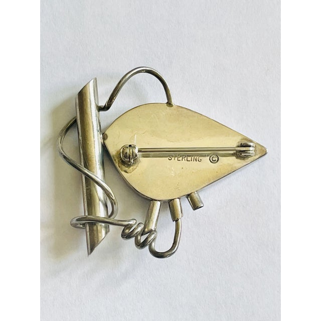 Circa 1970 Sterling Silver 925 Jasper Modernist Brooch Hand Made For Sale - Image 4 of 4