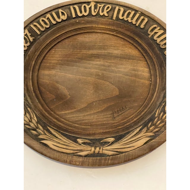 This is a great 1950s French Hand Carved Wood Bread Wedding Platter The motto, says: "Donnez Nous Notre Pain Quotidien"...