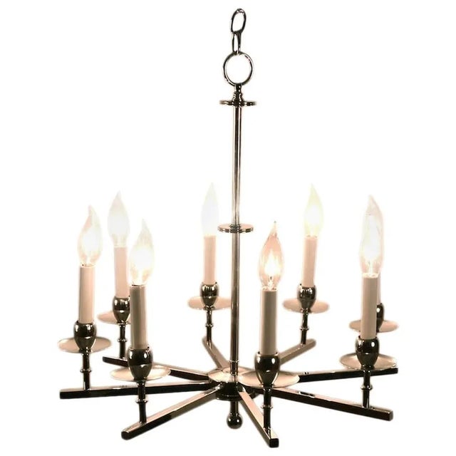 Chrome Eight-Light Spoke Chandelier For Sale - Image 9 of 9