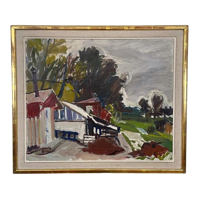 1946 Mid-Century Swedish Modernist Oil Painting by Erik Byström For Sale