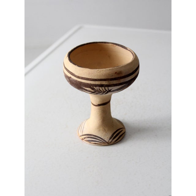 Ceramic Vintage Mexican Folk Art Pottery Goblet For Sale - Image 7 of 9