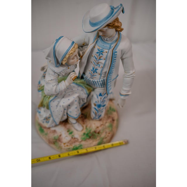 Ceramic 1930s Large Romantic French Bisque Porcelain Figurine For Sale - Image 7 of 7