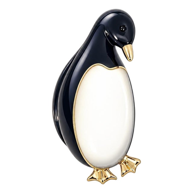 Vintage Tiffany & Co. Black and Mother-of-Pearl Penguin Brooch. For Sale