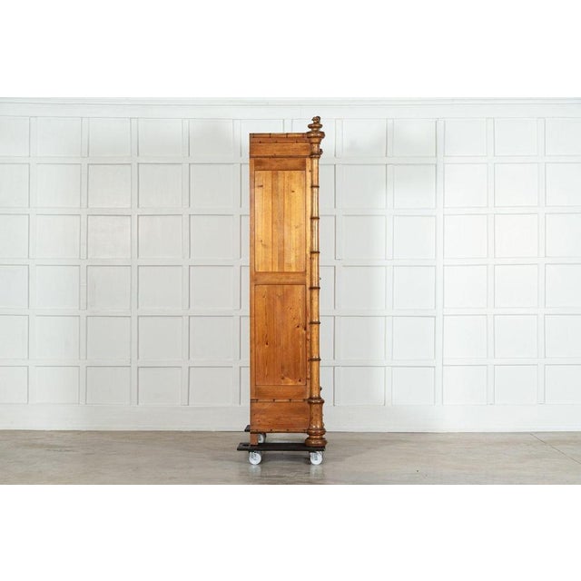 Brown 19th Century French Bamboo Beech & Pine Mirrored Armoire, 1870s For Sale - Image 8 of 18