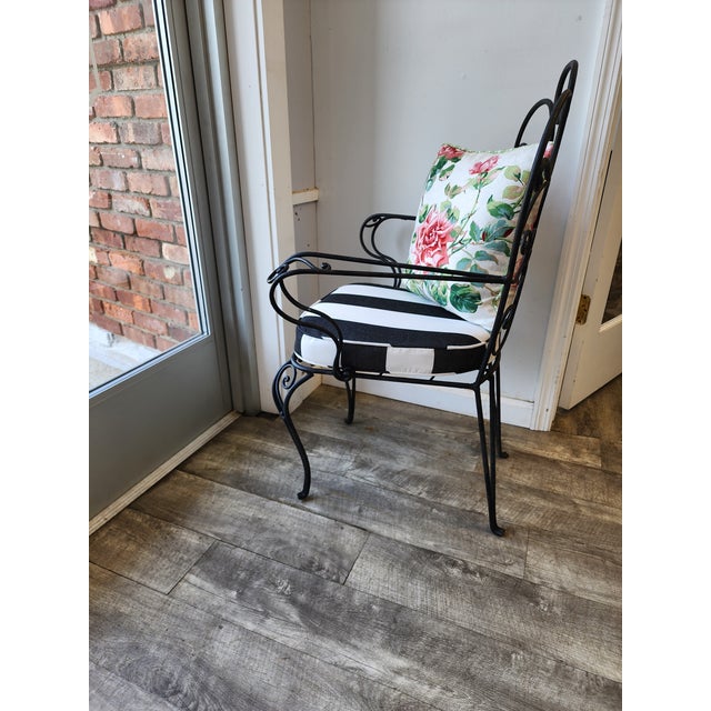 Jean Royère Vintage Wrought Iron Garden Armchair With Cabriole Legs For Sale - Image 4 of 15