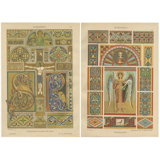 H. Dolmetsch, Manuscript and Mural Designs, 1887, Paper, Set of 2 For Sale