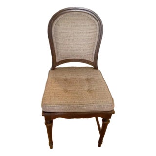 Stunning Vintage French Provincial Balloon Back Side Chair With Hand-Painted Floral Apron, Circa 1940s–1960s For Sale