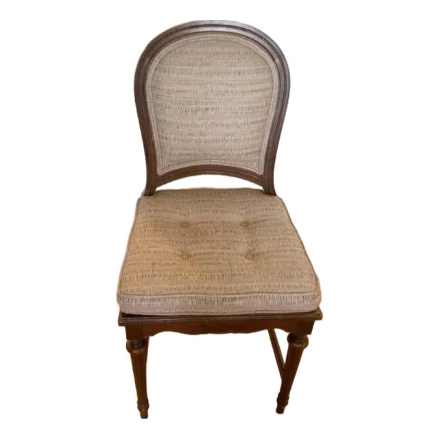 Stunning Vintage French Provincial Balloon Back Side Chair With Hand-Painted Floral Apron, Circa 1940s–1960s For Sale
