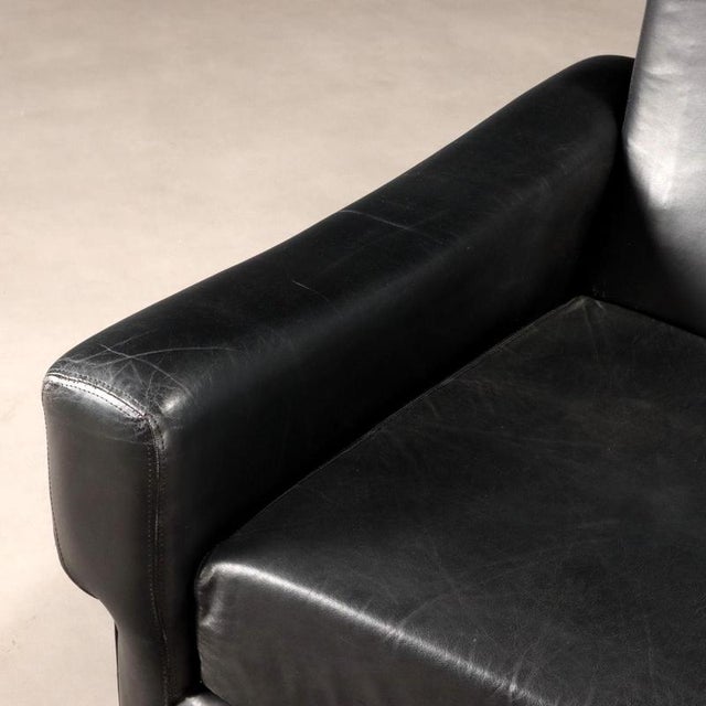 Mid-Century Armchairs in Black Leather, 1970s For Sale - Image 5 of 9